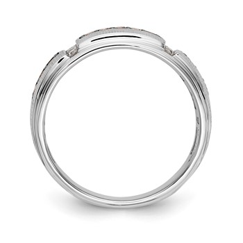 10k White Gold Polished & Satin White & Brown Diamond Men's Ring — alternate view