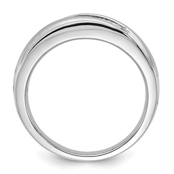 10k White Gold Polished & Satin Curved Men's Diamond Ring — alternate view
