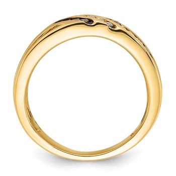 10k Yellow Gold White and Brown Diamonds, Satin & Black Enamel Ring — alternate view