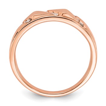 10k Rose Gold Polished & Satin White & Brown Diamond Mens Ring — alternate view