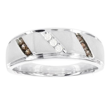14k RG Men's Dia Ring 3 - .022 RD, 6 - .022 CHBRN RD DIAS -Dia:F60 Mel:F57