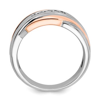 10K Two-tone Polished & Brushed Diamond Ring — alternate view