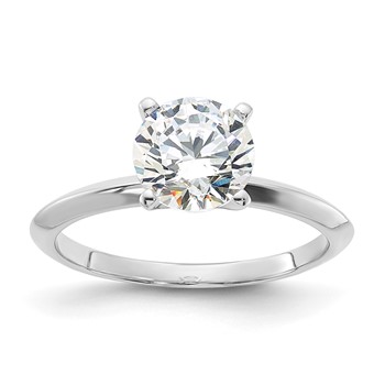 Sterling Silver Rhodium-plated 7.5mm Round Solitare Diamonore CZ Ring