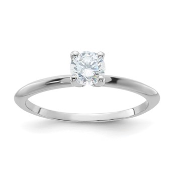 Sterling Silver Rhodium-plated 5mm Round Solitare Diamonore CZ Ring