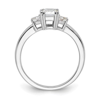 Sterling Silver Rhodium-plated 3 Stone Emerald-cut Diamonore CZ Ring — alternate view