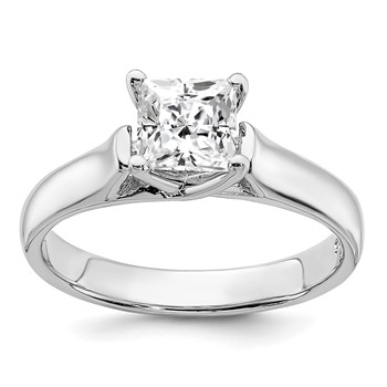 Sterling Silver Rhodium-plated Diamonore 5.5mm Princess Cut Ring
