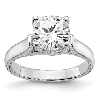 Sterling Silver Rhodium-plated Diamonore 8mm Cushion-cut Ring