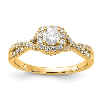 14k Polished Diamond Halo Twisted Engagement Ring