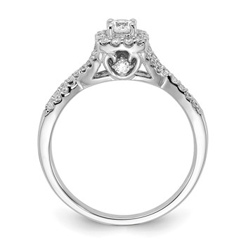 14k White Gold Polished Diamond & CZ Center Halo Twisted Engagement Ring — alternate view