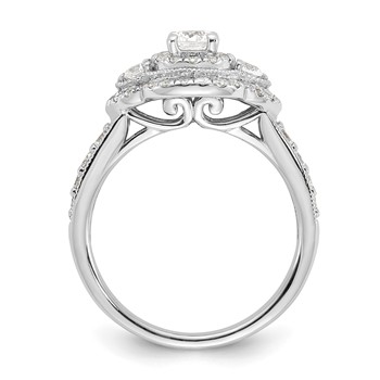 Sterling Silver Rhodium-plated Fancy Double Halo Diamonore CZ Ring — alternate view