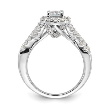 Sterling Silver Rhodium-plated Diamonore CZ Twisted Round Halo Ring — alternate view