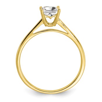 10k Polished 5.0mm Princess Cut Solitare CZ Ring — alternate view