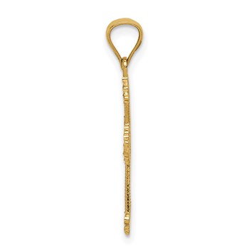 14K Cut-Out Stripes Cross with Heart Charm — alternate view