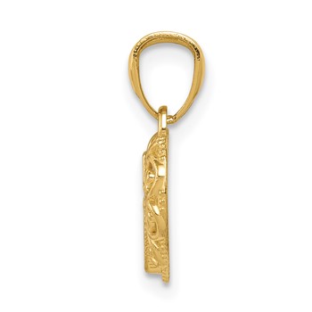 14k and White Rhodium Cross in Filigree Heart Pendant — alternate view