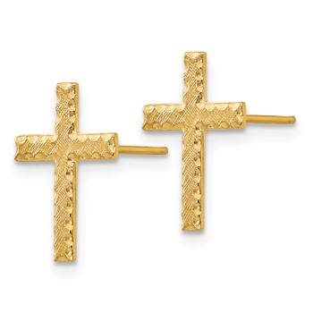 14k Brushed Finish Cross Post Earrings — alternate view