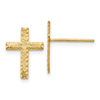 14k Brushed Finish Cross Post Earrings