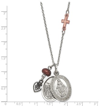 Silver-tone & Rose-tone Moveable Mary-The Lords Prayer 20in Necklace — alternate view