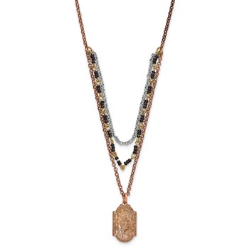 Rose-tone Silver-tone Gold-tone Sacred Heart Necklace — alternate view