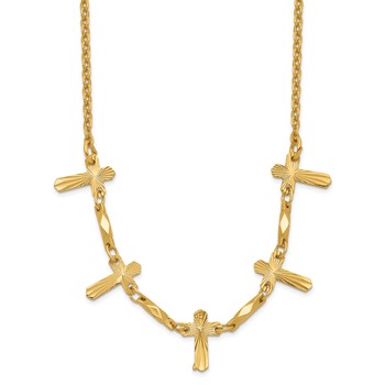 Symbols of Faith Gold-tone Multi Cross 16 inch Necklace with 3 inch extension