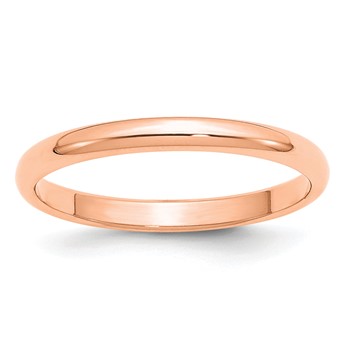 14k Rose Gold 2.5mm Half Round Band Size 9.5