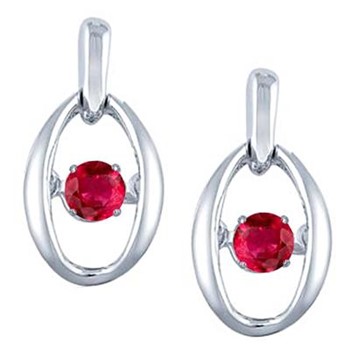 SS Earrings with Synthetic Ruby 2 =1/3 ct