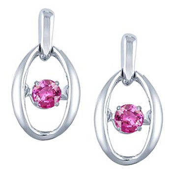 SS Earrings with Synthetic Pink Sapphire 2 = 1/3c