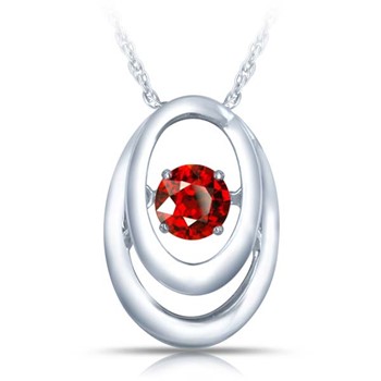 SS Pendant with Red Garnet 1=1/3 with chain