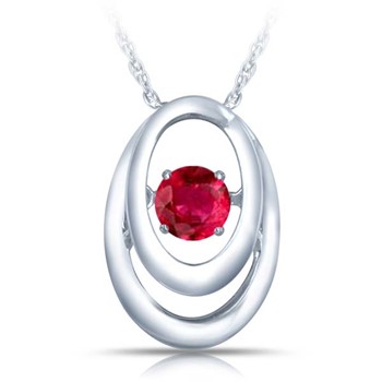SS Pendant with Synthetic Ruby 1=1/4 ctw W/chain
