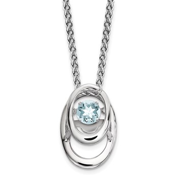 SS Pendant with Aquamarine 1=1/4 ctw W/chain