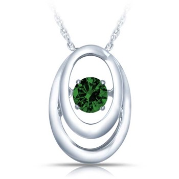 SS Pendant with Imitation Emerald 1=1/5 ctw W/chain
