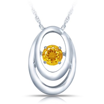 SS Pendant with Citrine 1=1/5 ctw W/chain