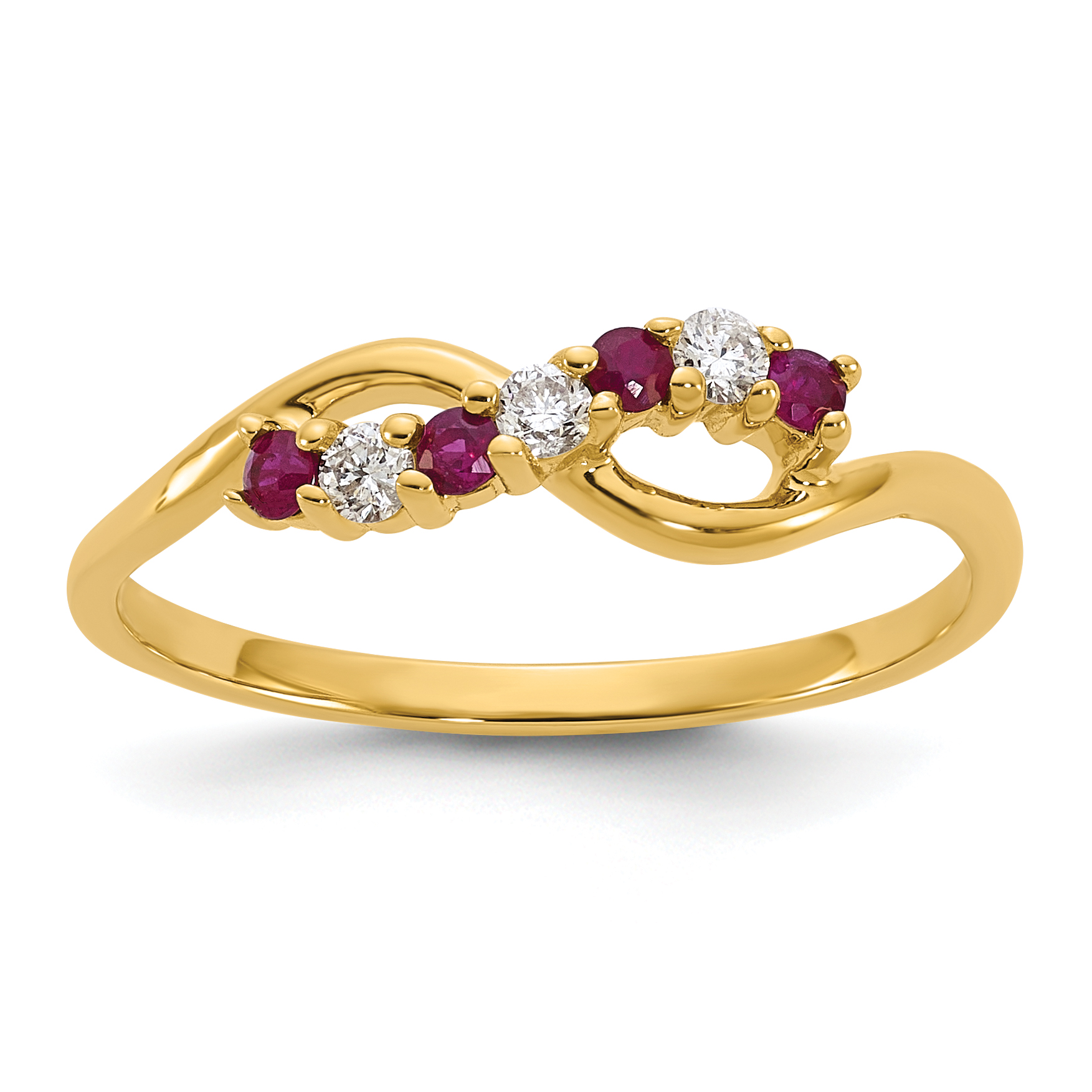 10K YG Ring- 3-.02 RD DIAS, 4-1.75MM RD RU - Stone:A RDG-I3