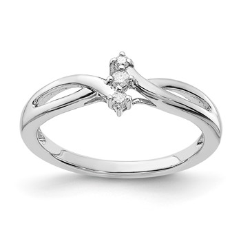 10k White Gold Polished Twisted 3 Stone Diamond Ring