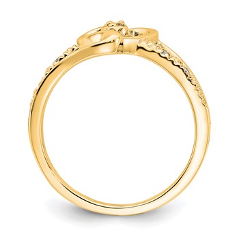 10k Yellow Gold Polished Fancy Diamond Heart Ring — alternate view