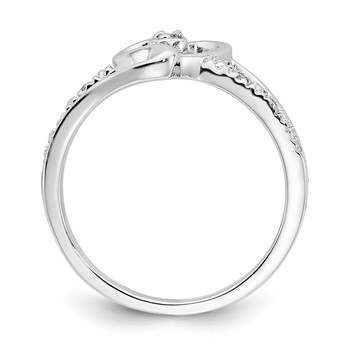 10k White Gold Polished Fancy Diamond Heart Ring — alternate view