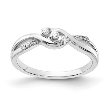 Sterling Silver Polished Fancy Twisted Diamond Ring