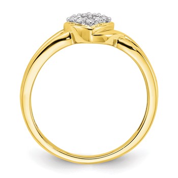 10k with White Rhodium Polished Criss Cross Diamond Heart Ring — alternate view