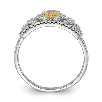 10k Two-tone Polished Diamond Quinceanera 15 Crown Ring — alternate view