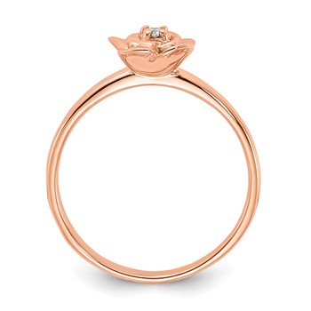 10k Rose Gold Polished Diamond Rose Ring — alternate view