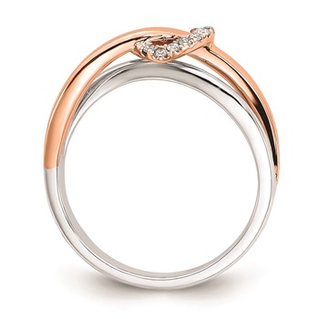 Sterling Silver and 10K Rose Gold Diamond Ring — alternate view