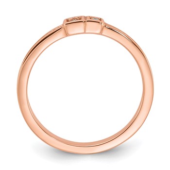 10k Rose Gold Polished & Beaded Diamond Ring — alternate view