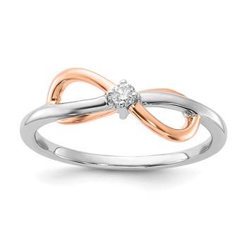 Sterling Silver with 10k Rose Accent Polished Diamond Infinity Ring