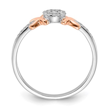 Sterling Silver w/ 10k Rose Accent Polished X Diamond Cluster Ring — alternate view