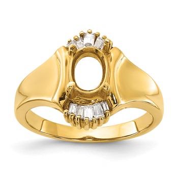 10k Polished 6x5mm Oval & CZ Semi Mount Ring