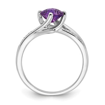 10K White Gold Amethyst and Diamond Ring — alternate view