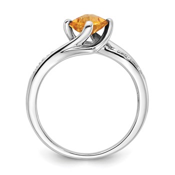 Sterling Silver Citrine and Diamond Ring — alternate view