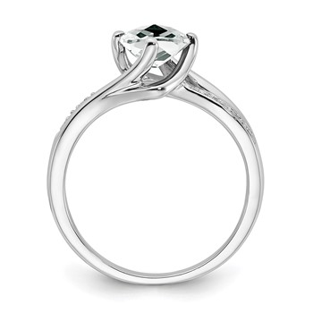 Sterling Silver White Topaz & Diamond Ring — alternate view