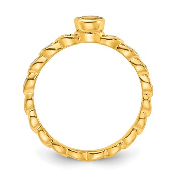 Sterling Silver Gold-tone Citrine and Diamond Ring — alternate view