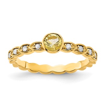 Sterling Silver Gold-tone Citrine and Diamond Ring