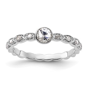 Sterling Silver White Topaz and Diamond Ring